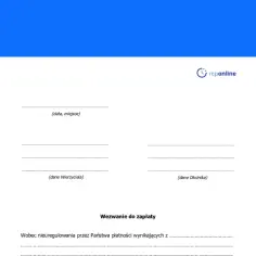 Formularz z nagłówkiem "Wezwanie do zapłaty" i miejscem na dane wierzyciela i dłużnika.