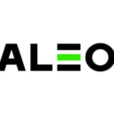 Logo Haleon. Czarny napis z zielonym elementem w literze "O".