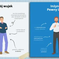 Ilustracja porównująca "Twojego wujka" i "Inżyniera Pewny Lokal" z ich cechami.