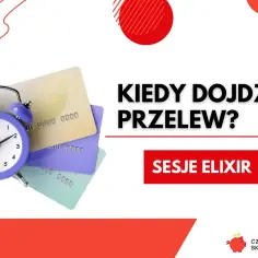 Budzik i karty płatnicze symbolizują pytanie: "ile idzie przelew?". Kliknij "Sesje Elixir", by dowiedzieć się więcej.