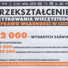 Przekształcenie użytkowania wieczystego we własność w Łodzi. Wydano 82 000 zaświadczeń, przygotowywanych jest 3000 dla pierwszych właścicieli i 20 000 dla nabywców.