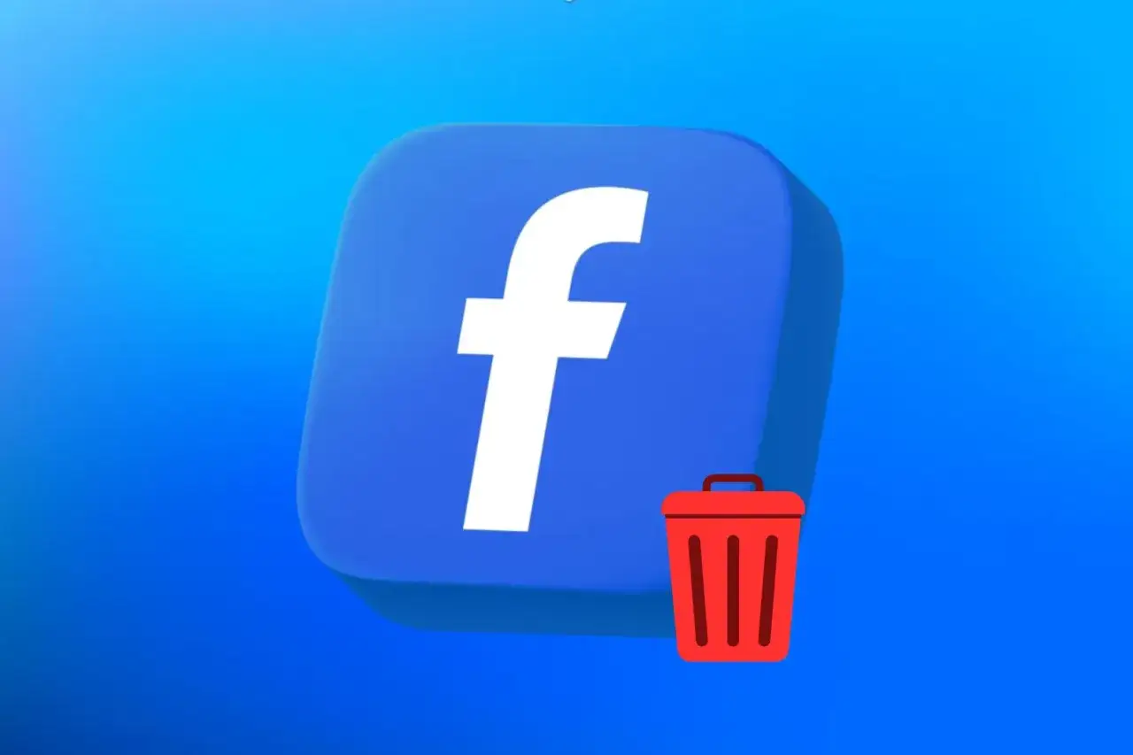 Ikona Facebooka i czerwony kosz na śmieci. Dowiedz się, jak dezaktywować konto na FB.